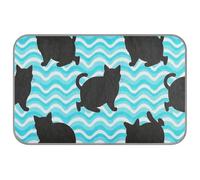 Amooorous Wave Pattern Cartoon Cat Black Summer Cooling Blanket for Dogs Self Cooling Bed for Outdoor for Pets Cozy Sleeping Unique esterilla refrescante para Perros M