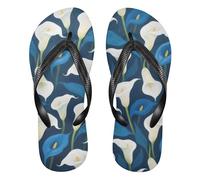 Amooorous White and Blue Calla Lilies rubber women flip flops essential Flip Flop Sandal for Shower Swimming Pool wedding