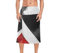 Amooorous White Background with Black Red Triangles on It Men's Body Wrap Towel Elastic Adjustable Cotton Bath Wrap 60'' x 28'' Spa Wrap Towel for Men for Sauna Swimming Pool