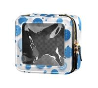 Amooorous White Background with Lots Of Blue Circles on It Clear Travel Makeup Bag Toiletry Bag Leather Cosmetic Bag for Travel, White background with lots of blue circles on it, One Size