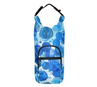 Amooorous White Background with Lots Of Blue Circles on It Translucency Water Bottle Shoulder Carrier Insulated Water Bottle Holder Water Bottle Carry Bag for Hiking,Fits 20 oz, 24 oz, 32