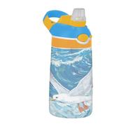 Amooorous White Gull Flying Over The Sea Kids Water Bottle with Straw Leak Proof 16oz Cup for Gym, Travel, Home, School, Office tazas para Cafe