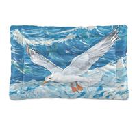 Amooorous White Gull Flying over The Sea Washable Pet Mattress Soft Anti-Slip Dog Crate Pad for Large Jumbo Medium Small Dogs 36" x 24"