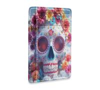 Amooorous White of The Dead Flower Skull Leather Slim Wallet Men with Money Clip RFID Blocking Card Holder for Men and Women billetera para Hombre