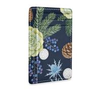 Amooorous William Morris Green Retro Flowers Leather Men's Slim Wallet with ID Window RFID Blocking Card Wallet for Men&Women carteras para Hombre
