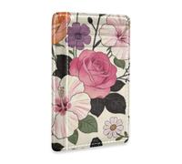 Amooorous William Morris Red Rose Leather Slim Credit Card Wallet with ID Window RFID Blocking id Card Wallet for Men&Women carteras para Mujer