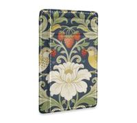 Amooorous William Morris Red Strawberry Bird Leather Men's Wallets Slim with Money Clip RFID Blocking Credit Card Holder for Men&Women cartera para Hombre