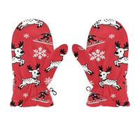 Amooorous Winter Deer and Snowflake Black and Red cute girls mittens snow gloves toddler guantes para el frio ni?os S 2-4
