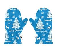 Amooorous Winter Tree and Deer Blue and White cute mittens for kids kids winter gloves guantes para nieve ni?a S 2-4