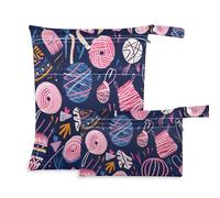 Amooorous Yarn Knitting and Knitting waterproof dirty clothes bag 2 Pack travel essentials for baby with handles for baby diapers, beach