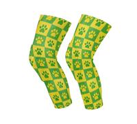 Amooorous Yellow Green Checkers Dog Paw Prints protective knee pads for work knee sleeves for men，snowboard，wrestling