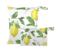 Amooorous Yellow Lemon zippered baby diaper bag 2 Pack travel essentials for babies with handles for baby diapers, baby diapers