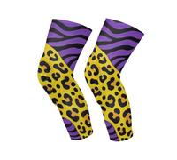 Amooorous Yellow-purple Leopard Print protective football knee pads knee sleeves，compression，vollyball