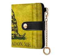Amooorous Yellow Snake Don't Tread on Me Flag Unique Women's Folding Card Wallet PU Leather Card Wallet for Women