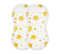 Amooorous Yellow Star Bubble Cotton Newborns burp cloths Soft touch wash cloth for Unisex Newborns set of 2, 22x11in toallas para bebes recien nacido