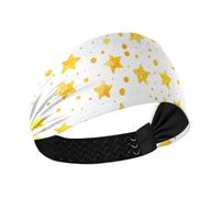 Amooorous Yellow Star Bubble Moisture Wicking headband holder Elastic sweatbands for Cycling make up Volleyball bandas para el cabello deportivas