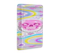 Amooorous Yk2 Skull Shining Bright Color Leather Mens Wallets Slim with ID Window RFID Blocking Credit Card Wallet for Men and Women billetera para Hombre