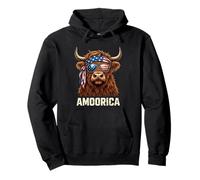 Amoorica Funny Highland Cow Patriotic Farmer Pullover Hoodie