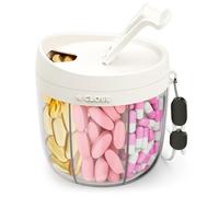 AMOOS Cute Pill Dispenser with 7 Large Compartments, Portable Pill Bottle Organizer with Wide Opening for Easy Use, Anti-Mix Pill Organizer for Travel, BPA-Free Pill Container, White