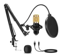 AMOOX Condenser Microphone,Professional USB Microphone Plug & Play PC Computer Microphone Condenser Cardioid Mic Kit with Adjustable Boom Arm Stand Shock Mount,for Podcast,Streaming,YouTube，Tiktok
