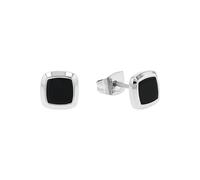 AMOR - AMR-E0231 Men's Stainless Steel Earrings - Silver - with Agate - Square Stud Earring - AMR-E0231