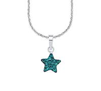 Amor Chain with pendant Sets, with Crystal glass, 35+3 cm, Turquoise, Star, Comes in jewelry gift box, 9294541