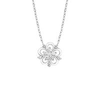 Amor Chain with pendant Women Sets, with Zirconia synth., 42+3 cm, Silver, Flower, Comes in jewelry gift box, 2012824