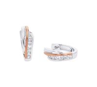 Amor Hoop Earrings 925 Sterling Silver Women's Earrings, with Zirconia synth., 1.2 cm, Bicolor, Comes in Jewelry Gift Box, 2026218