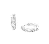 Amor Creoles Women Ear jewelry, with Zirconia synth., 1,3 cm, Silver, Comes in jewelry gift box, 9059249