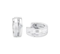 Amor Creoles Women Ear jewelry, with Zirconia synth., 1,3 cm, Silver, Comes in jewelry gift box, 9757923