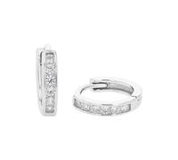 Amor Creoles Women Ear jewelry, with Zirconia synth., 10 cm, Silver, Comes in jewelry gift box, 9968176