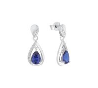 Amor earrings 925 Sterling silver women's earrings, with synthetic zirconia, 1.6 cm, blue, comes in jewelry gift box, 2012798