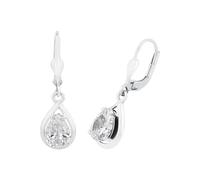 Amor earrings made of 925 sterling silver for women, earrings, with synthetic zirconia, rose gold 3 cm, silver 2.8 cm, comes in a jewelry gift box