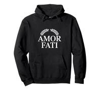 Amor Fati Stoic Philosophy Design with Laurel Wreath Pullover Hoodie