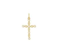 Amor Motif Pendant 925 Sterling Silver Women Pendant, with Zirconia Synth., 1 in, White, Cross, Comes in Jewelry Gift Box, 2039036