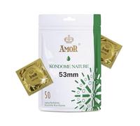 AMOR Nature Premium Condoms, Perfect Positioning and Suitable Size for Everyone - Ø 53 mm, Transparent, Pack of 50
