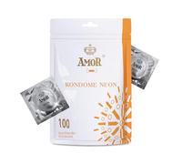 AMOR Premium Condoms Neon, Luminous Condoms Ø 53 mm, Pack of 100