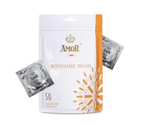 AMOR Premium Condoms Neon, Luminous Condoms Ø 53 mm, Pack of 50