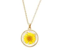 AMOR SPES 12 Month Birthday Real Flower Necklace for Women Handmade Dried Pressed Flower Charms Gifts for Family Friends (October)