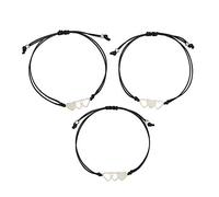 AMOR SPES 3 Pcs Handmade Sister Wish Bracelets Heart Charm Matching Bracelets With Card Big Middle Little Sisters Bracelet Friendship Bracelets BFF Gift Best Friend Forever (A)