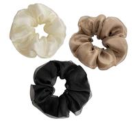 AMOR SPES 3pcs Chiffon Lace Hair Scrunchies Set Hair Tie Hairbands Hair Rope Headband Hair Accessories Black White Brown