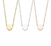 AMOR SPES 3pcs Sister Necklace for Women Best Friends Pendant Necklace Set for Mother Daughter Silver Gold Rose Gold Stainless Steel (Heart)