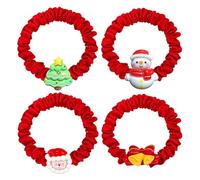 AMOR SPES 4pcs Christmas Hair Rope Snowman Santa Claus Christmas Bell Christmas Tree Elastic Hair Bands Hair Tie for Women Hair Scrunchies Set Hair Accessories