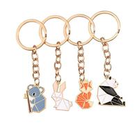 AMOR SPES 4pcs Koala Fox Panda Rabbit Key Chain Best Friends Family Gifts Key Ring for Father Mother Daughter Son
