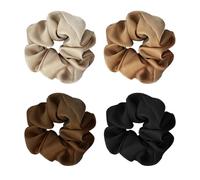 AMOR SPES 4PCS Satin Silk Like Hair Scrunchies Set Hairbands Headband Hair Rope Hair Tie for Women Hair Accessories (A)