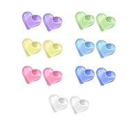 AMOR SPES 7 Pairs 3D Color Heart Silver Stud Earrings for Women Sister Best Friends One Week Wear