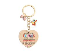 AMOR SPES Best Friends Wood Key Chain Friendship Gifts BFF Key Ring for Women Men (heart)