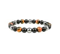 AMOR SPES Natural Stone Tiger Eye Beads Bracelet Handmade Healing Energy Elastic Bracelets for Men Woman (yellow)