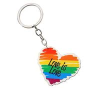 AMOR SPES Rainbow Wood Heart Love is Love Key Chain LGBT Keychain Gay Pride Gifts Key Ring