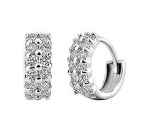 AMOR SPES S925 Silver Hoops Earrings for Women Men 925 Silver Cubic Zirconia for Birthday Wedding (A)